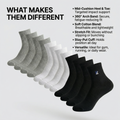 BELINO SoftStep Mid-Cushioned Crew Socks – 6 Pack