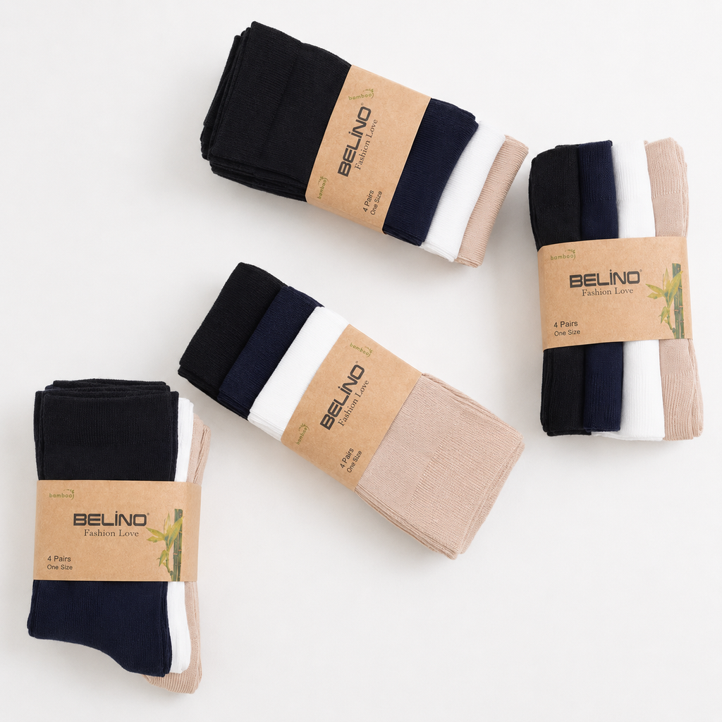 BELINO Women's LUXE Everyday Bamboo Socks – 4 Pack