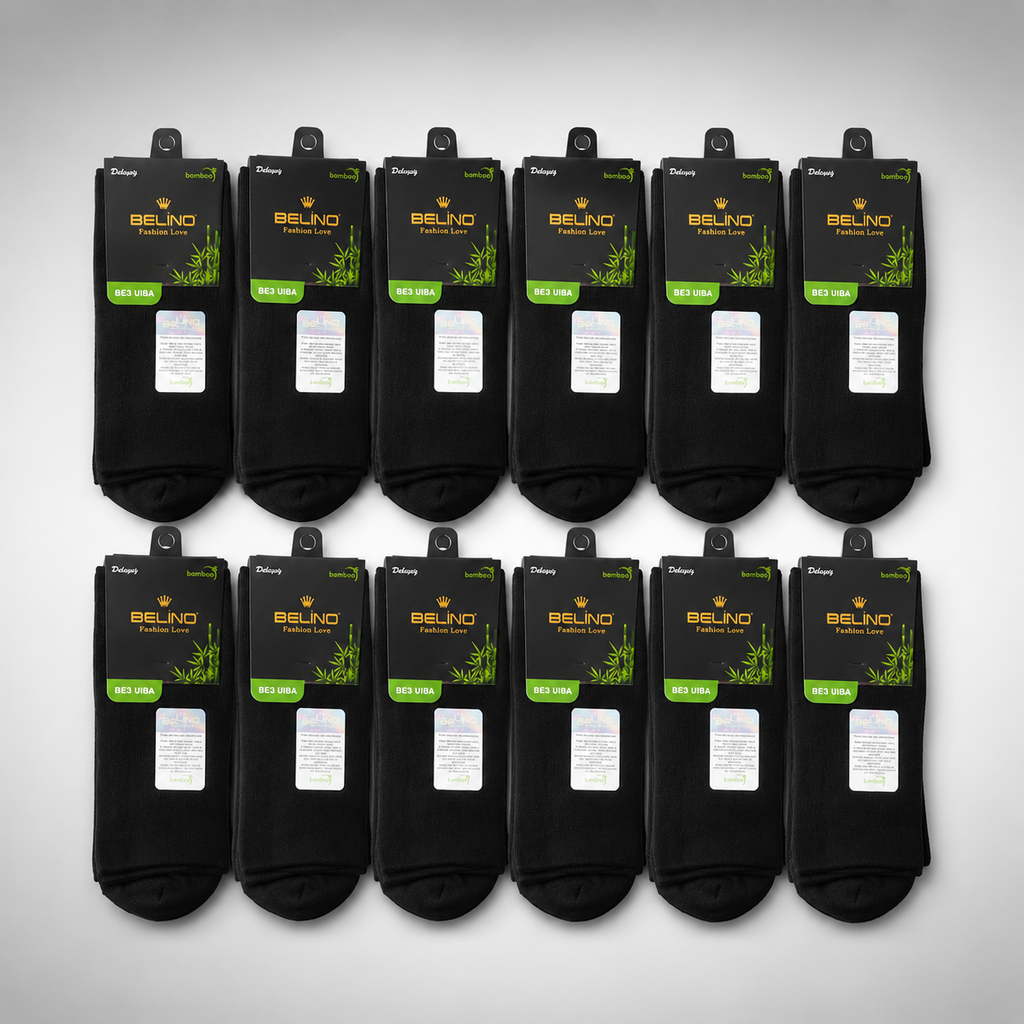 BELINO Men's LUXE Everyday Bamboo Socks – 12 Pack Premium Gift-Ready Packaging